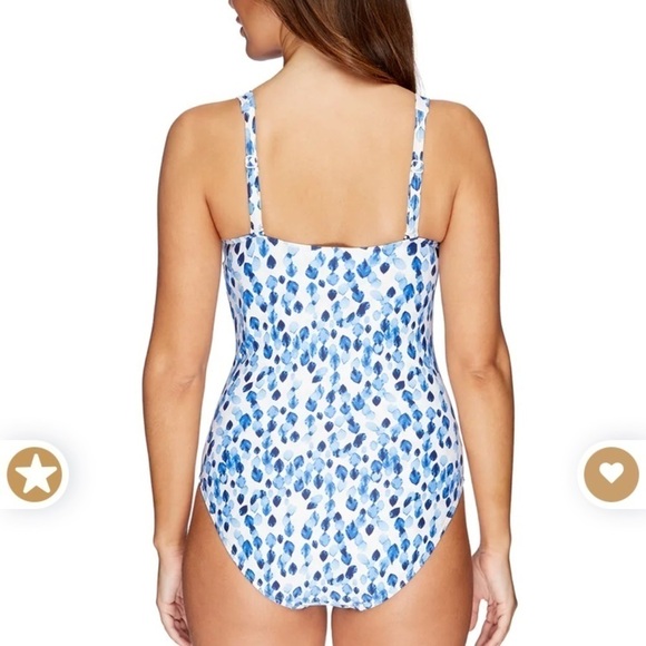 Niptuck Petal Plunge Joanne Twist Front Tummy Control Swimsuit blue white size 4 - Picture 9 of 9
